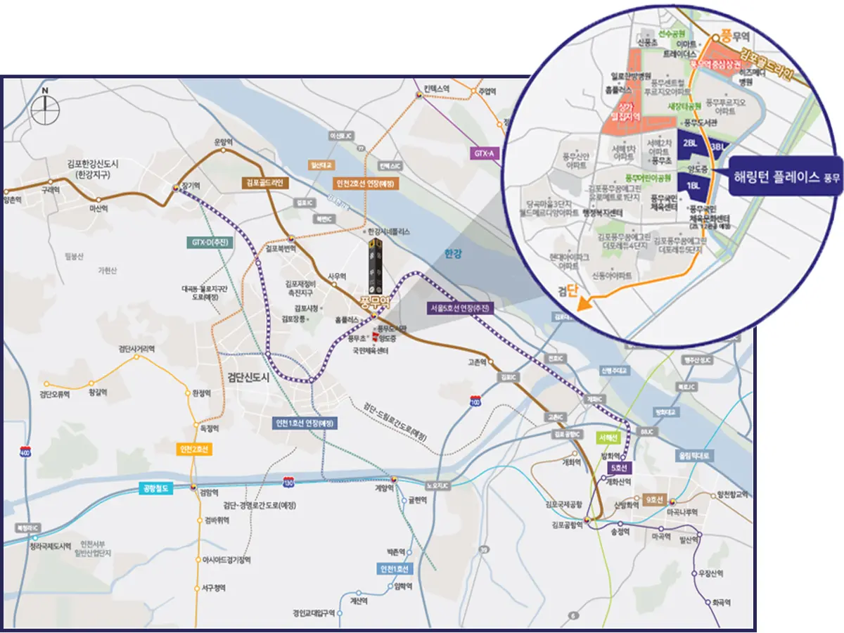 김포 풍무동 광역지도